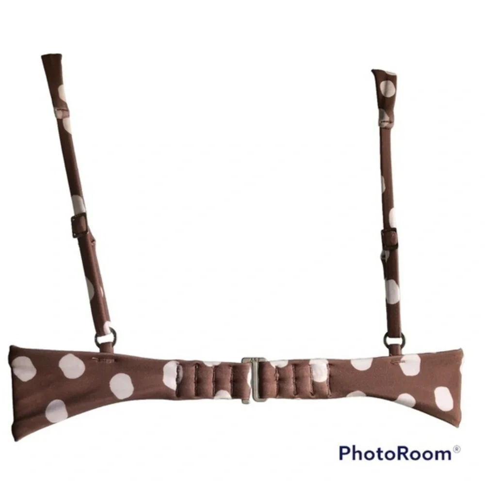 Abercrombie and Fitch taupe brown polka dot underwire bikini top xs - Picture 4 of 12